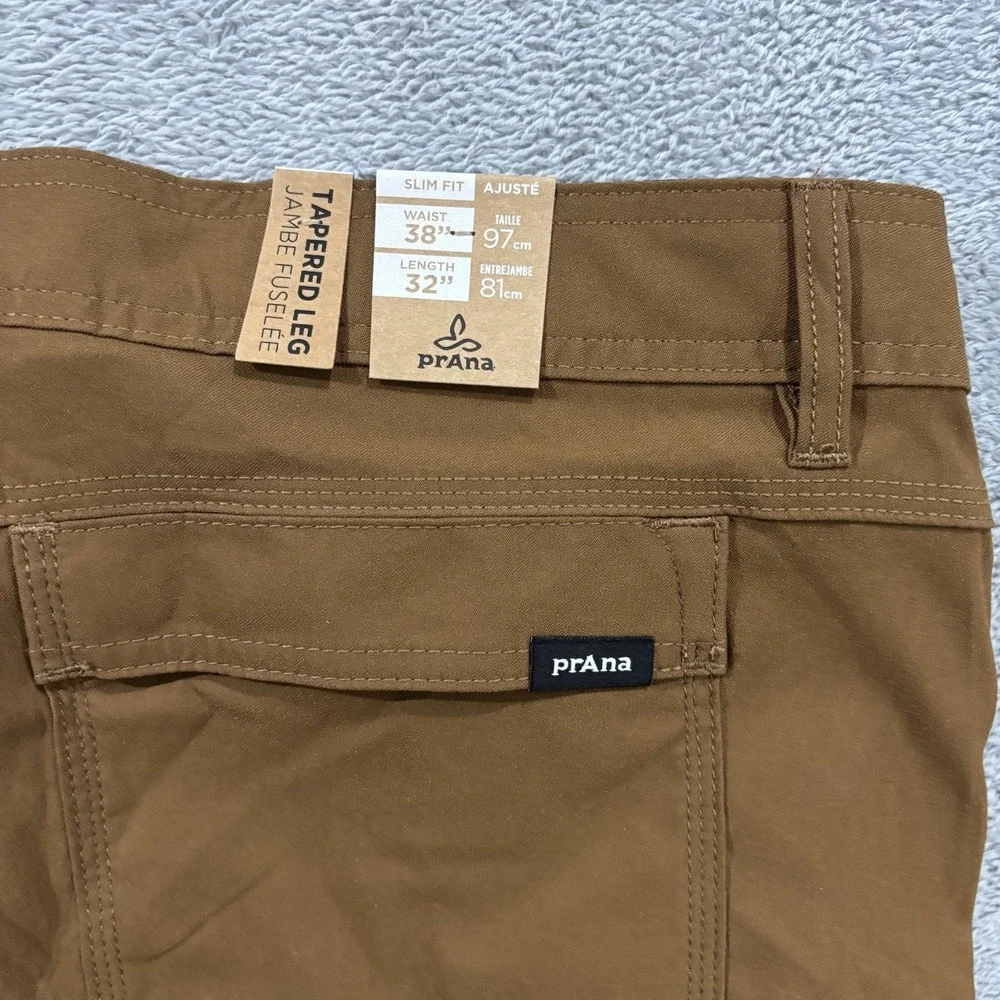 Prana Zion Slim Pants II Men's 38x32 Slim Fit Tapered Leg Stretch Outdoor Brown